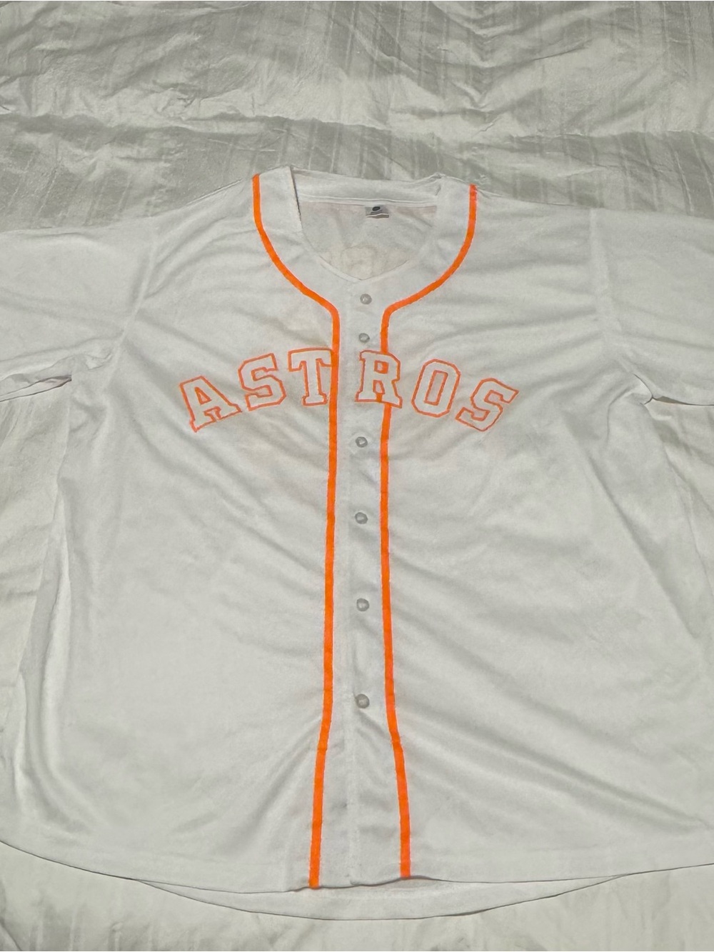 ASTROS White & Orange Button-Front Casual Shirt